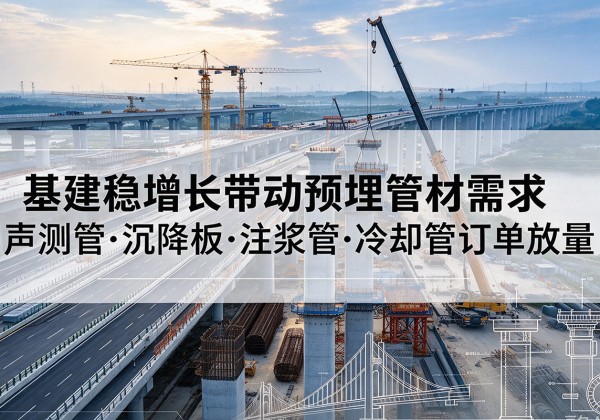 石泉基建稳增长带动预埋监测管材需求，声测管、沉降板、注浆管订单持续放量